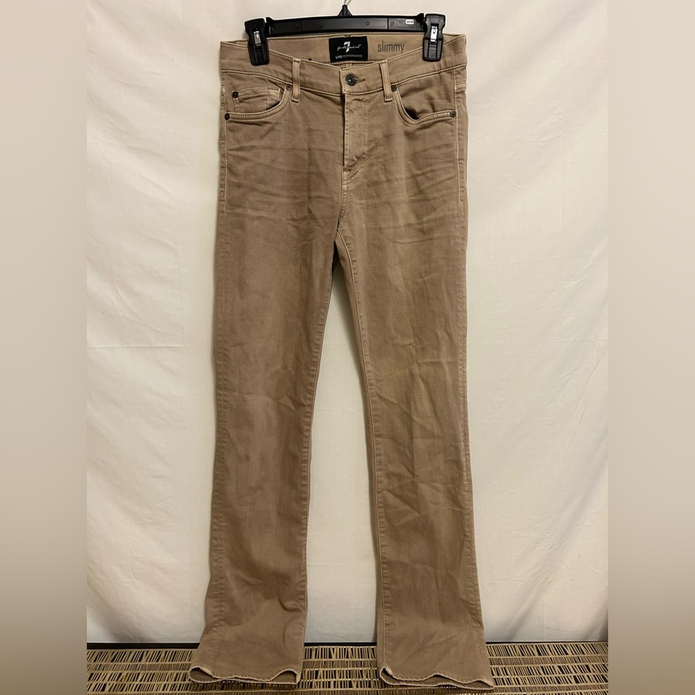7 For All Mankind Slim Bootcut Jeans in Tan
